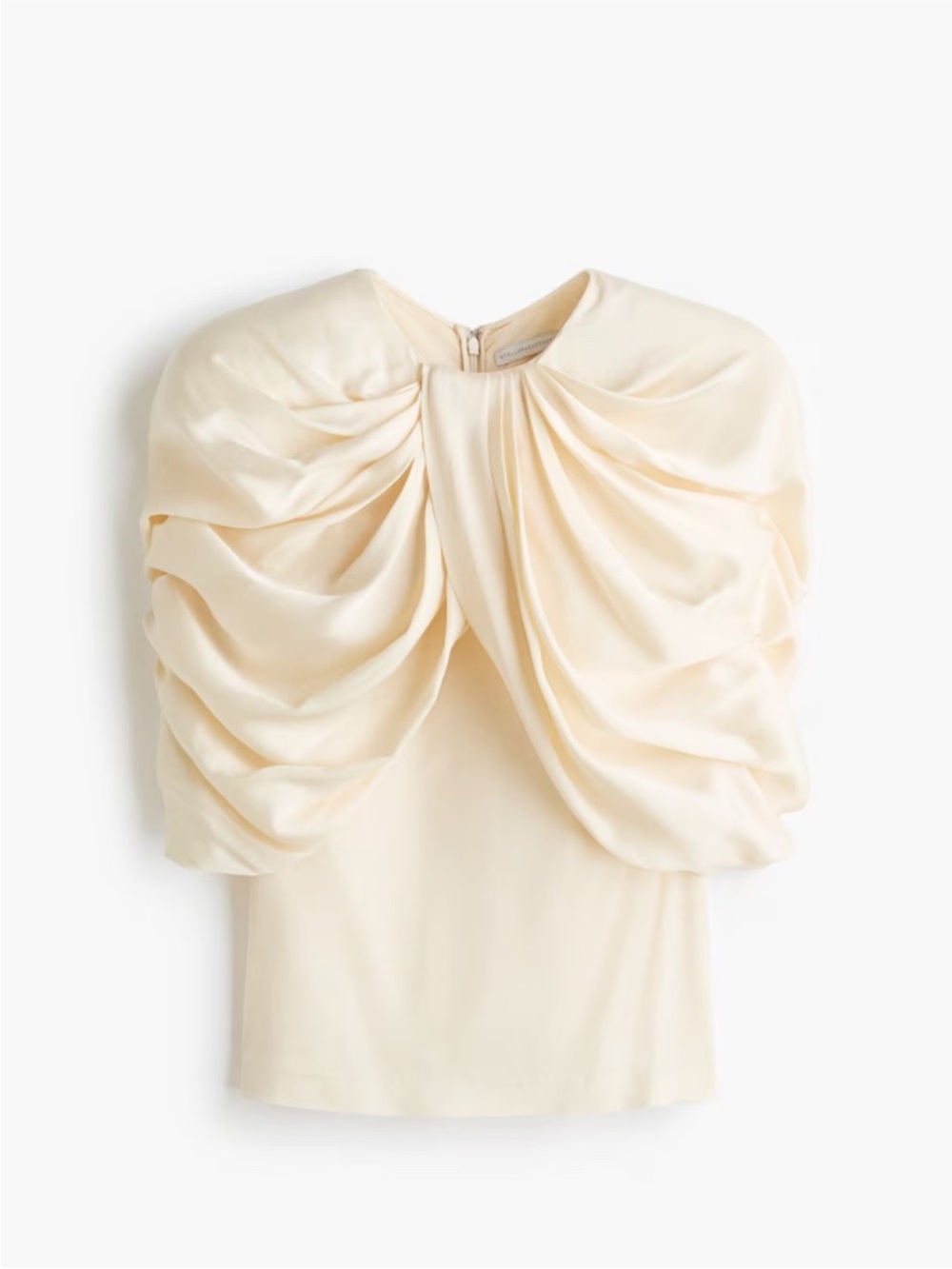 Stella McCartney x H&M Crepe Satin Blouse Cream Shoulder Pad NWT Small Collab